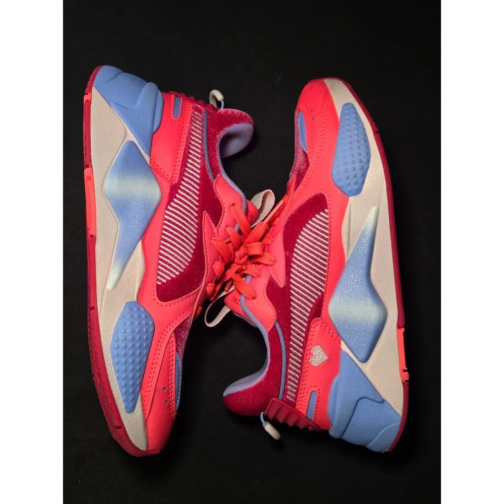 Puma RS-X Reinvent Neon Pink Blue‎ Velvet Heart Sneakers 387408-01 Womens 6